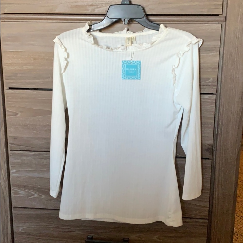 White ruffle top